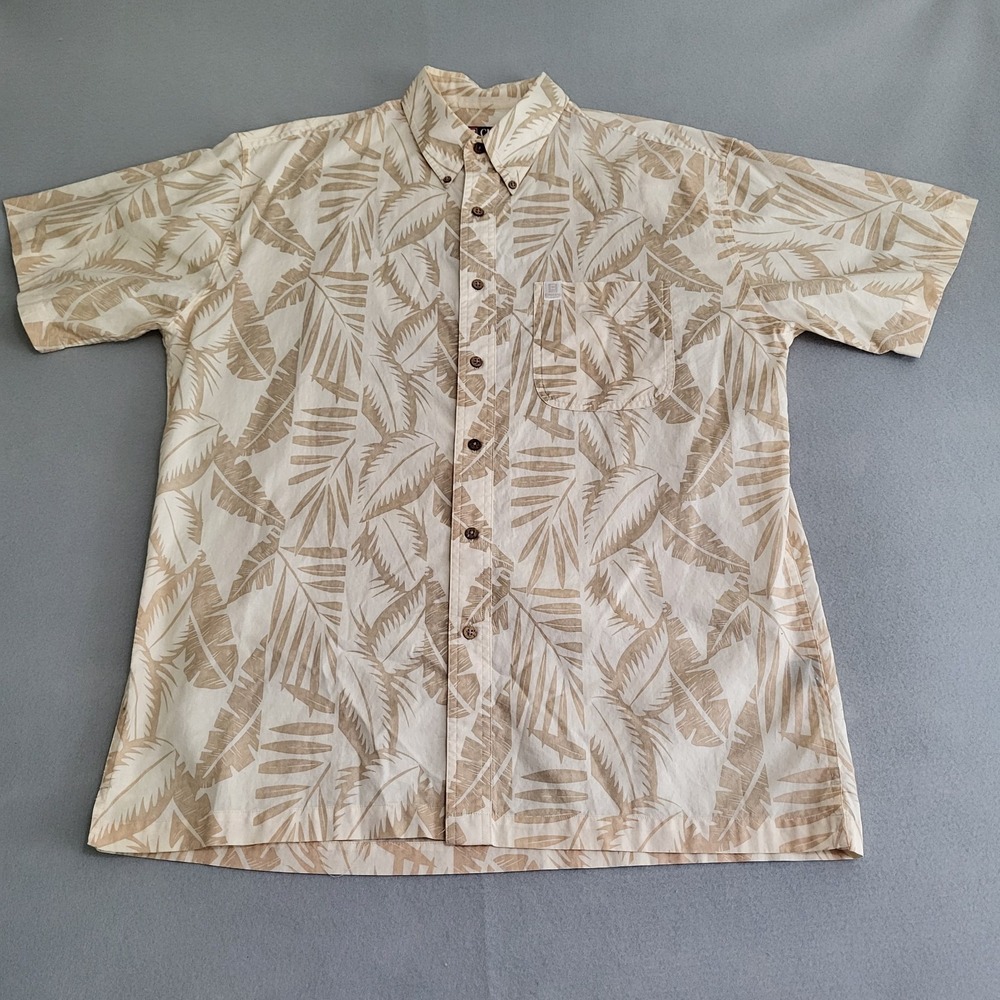Chaps Ralph Lauren Short Sleeve Button Down Tropical Leaf Print Shirt Men's‎ L